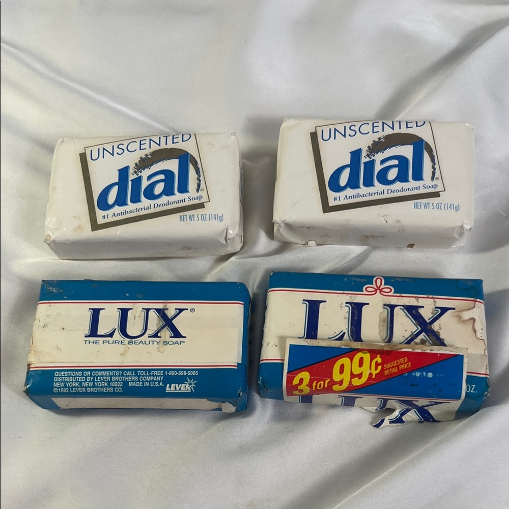 (4)‎ Vintage 1992 Dial and Lux Antibacterial Deodorant Soap Bars Set Old Stock